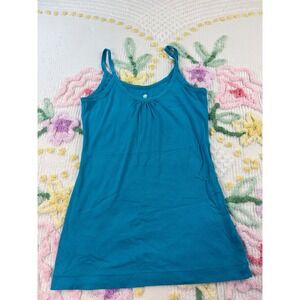Banana Republic Teal Blue Gathered‎ Neck Cami Tank Top Women's Size L